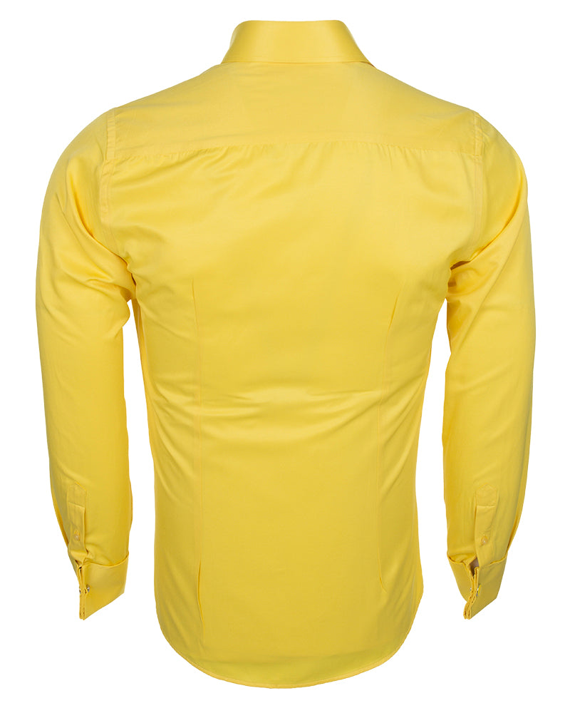 Yellow Plain Double Cuff Shirt-Makrom