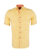 Yellow Plain Linen Short Sleeve Shirt-Makrom