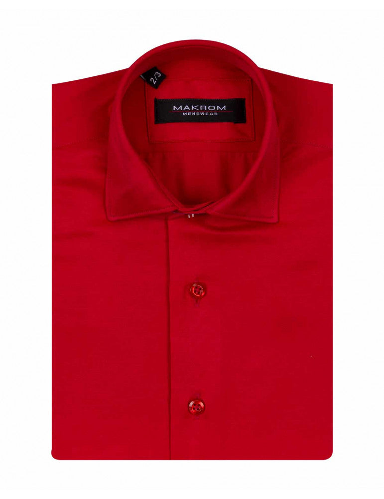 Red Classic Boys Plain Luxury Long Sleeve Shirt