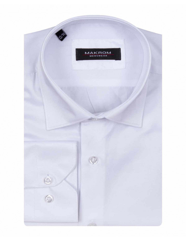 White Classic Boys Plain Luxury Long Sleeve Shirt