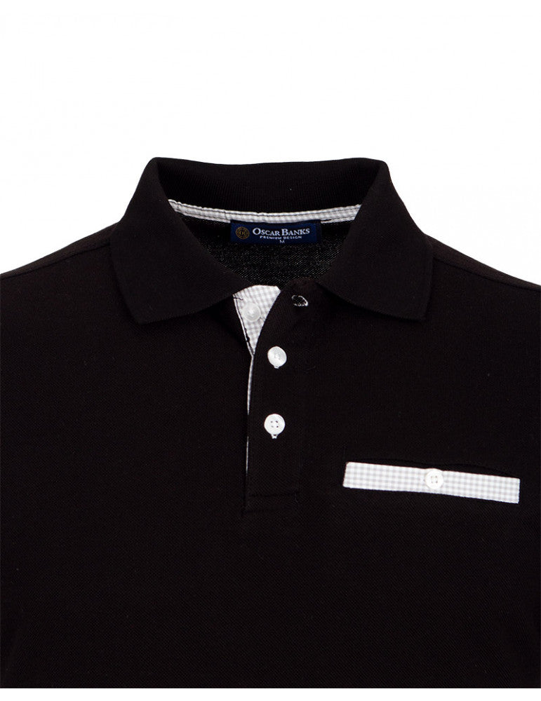 Black Polo T-Shirt With Contrasting Collar