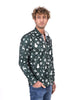 Green Flora Christmas Snowflake Snowman Print Men's Shirt