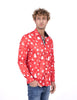 Red Snowflake Christmas Snowman Print Men's Shirt