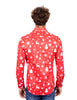 Red Snowflake Christmas Snowman Print Men's Shirt