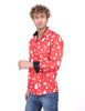 Red Snowflake Christmas Snowman Print Men's Shirt