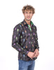Funky Black Guitar Retro Print Men's Shirt