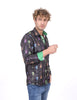 Funky Black Guitar Retro Print Men's Shirt