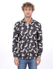Black Flying Bird Print Men's Shirt