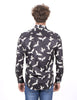 Black Flying Bird Print Men's Shirt