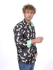 Black Flying Bird Print Men's Shirt