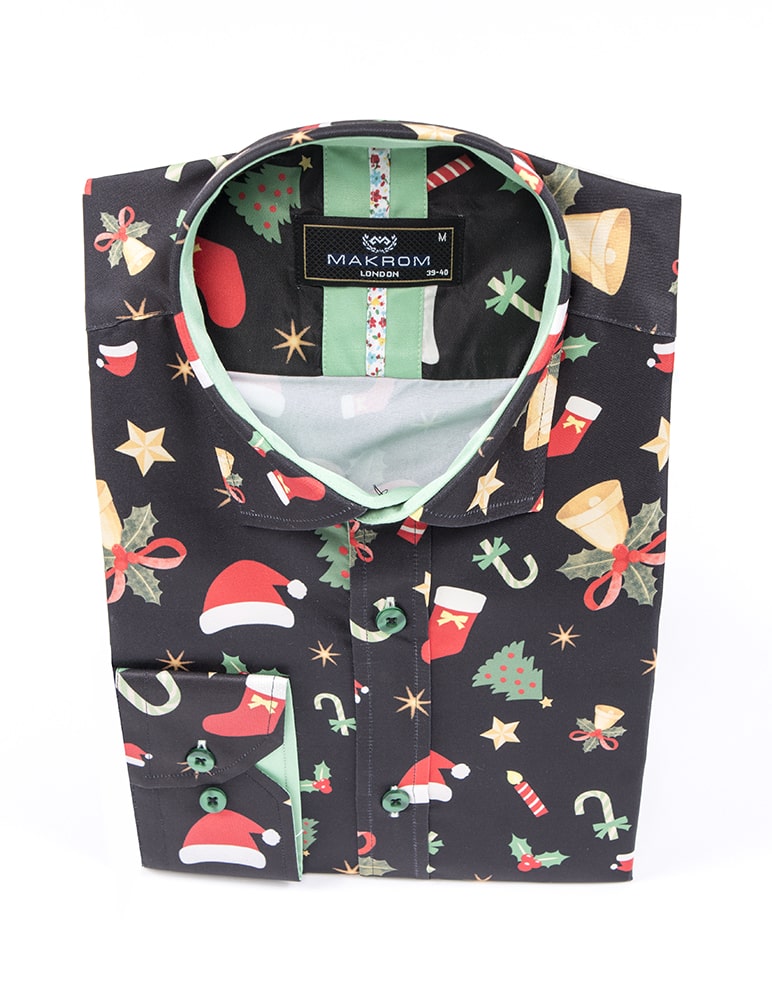 Festive Christmas Candy Cane Print Shirt