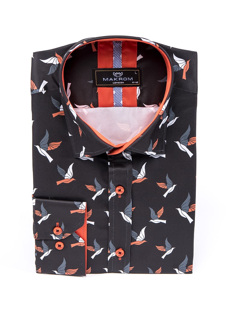 Flying Bird Print Men's Shirt