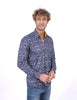Dark Small Flower Print Men's Shirt