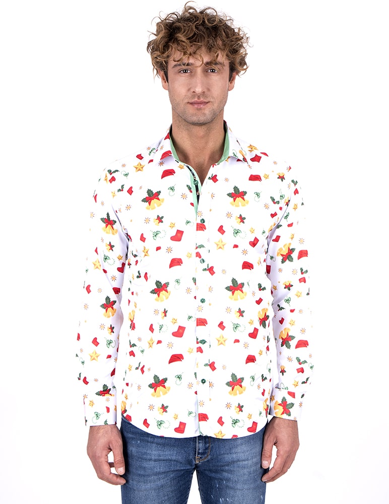 Christmas Mistletoe Print Men's Shirt