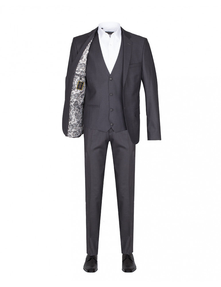 Grey Classic Three Piece Prom Suit